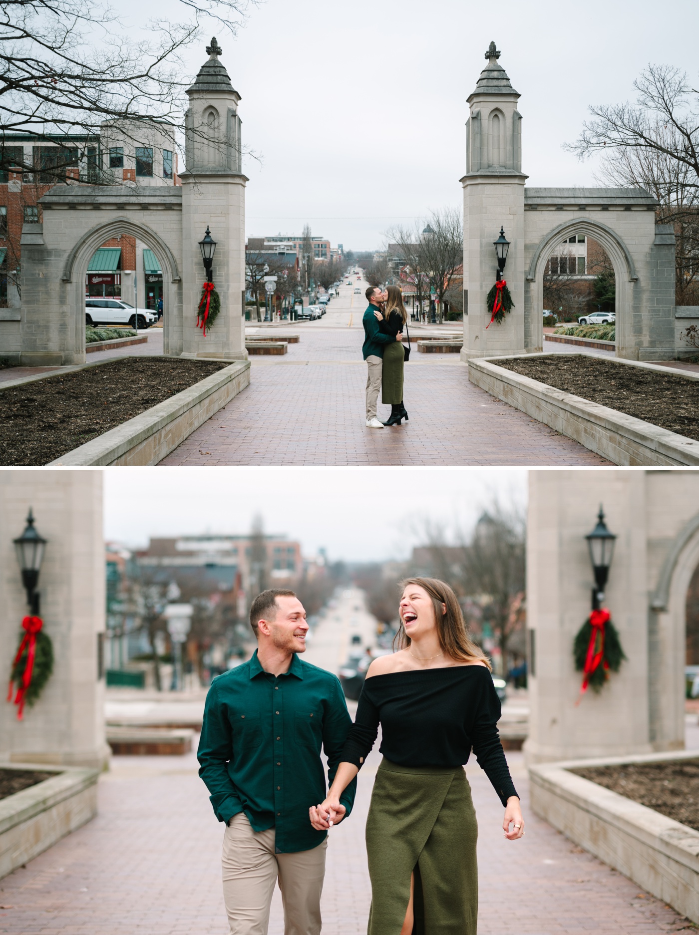 Couple in front of the Sample Gates, Indiana University
