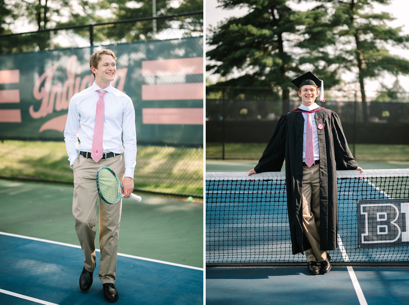 Tennis court graduation photos, tennis racket prop