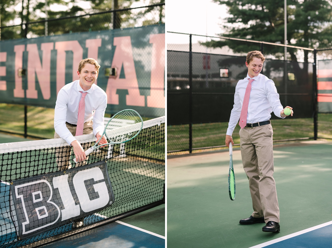 Tennis court graduation photos, tennis racket prop