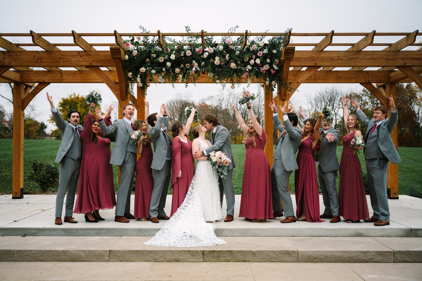 Bridal party portraits at Whippoorwill Hill, Bloomington, IN