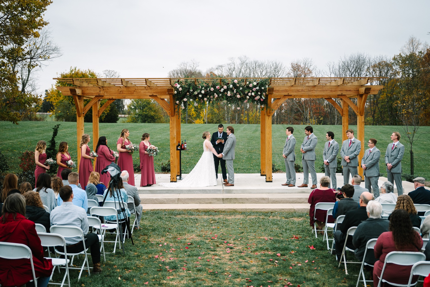 Outdoor wedding ceremony at Whippoorwill Hill, Bloomington, IN
