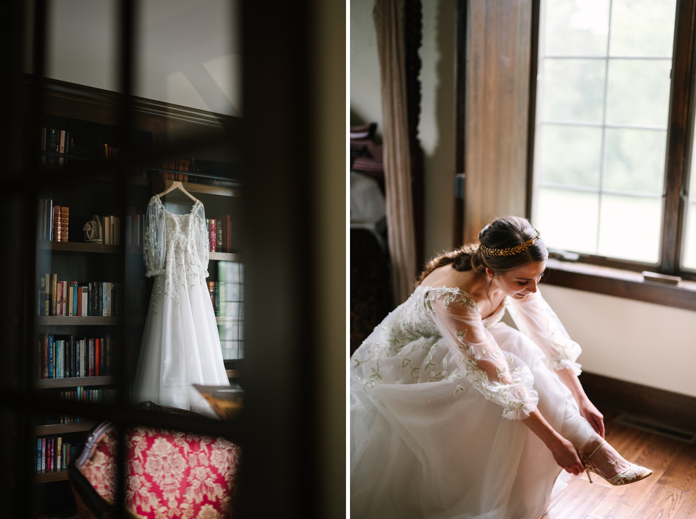 Bride getting ready for her wedding at Clayshire Castle