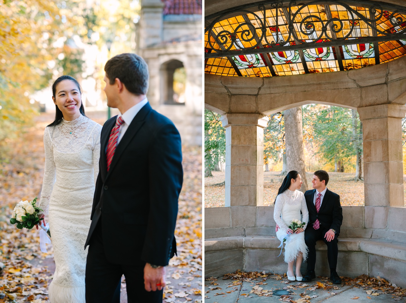 Bridal portraits at the Rose Well House