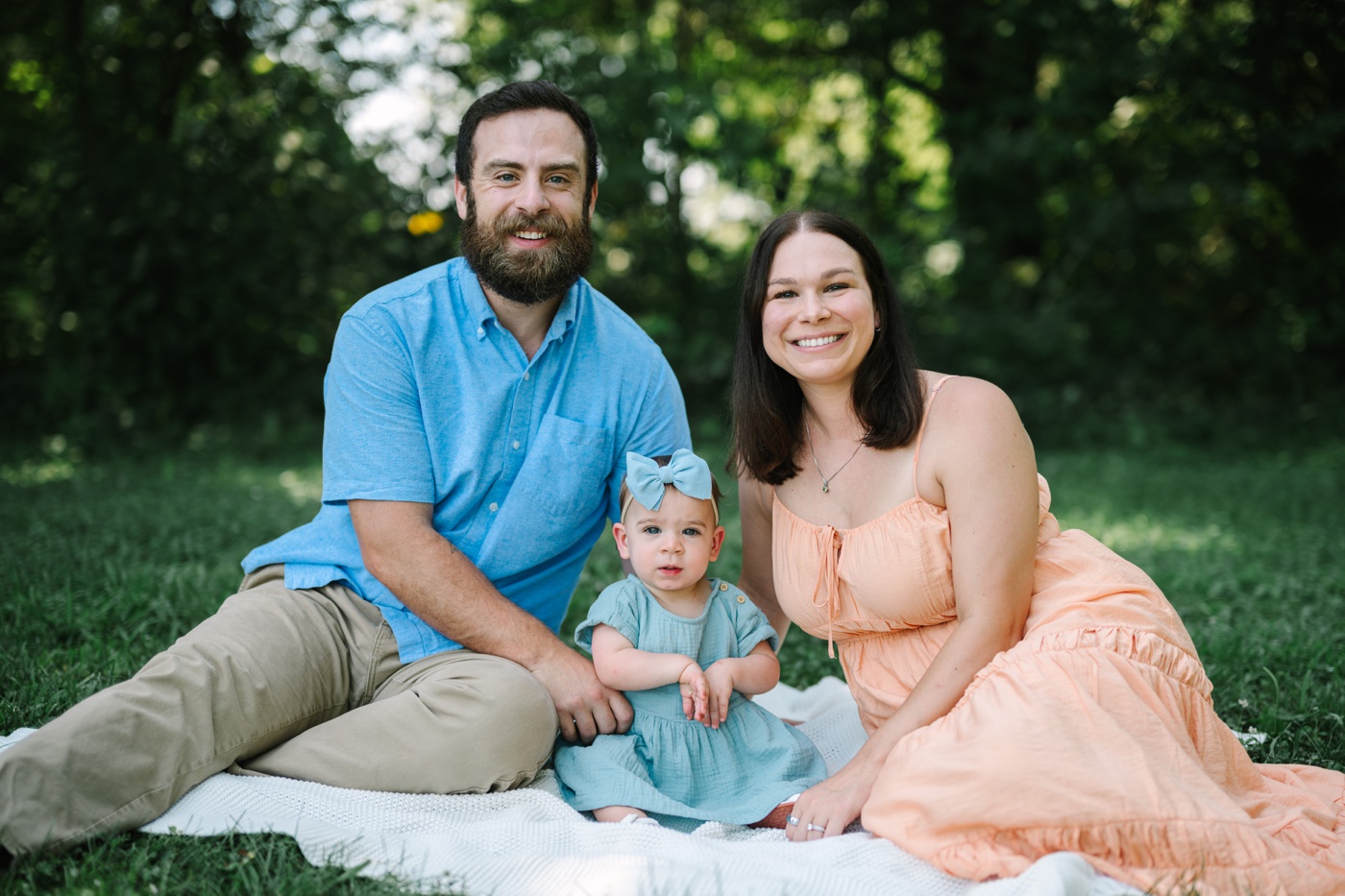 One year baby milestone session at a park in Bloomington, IN