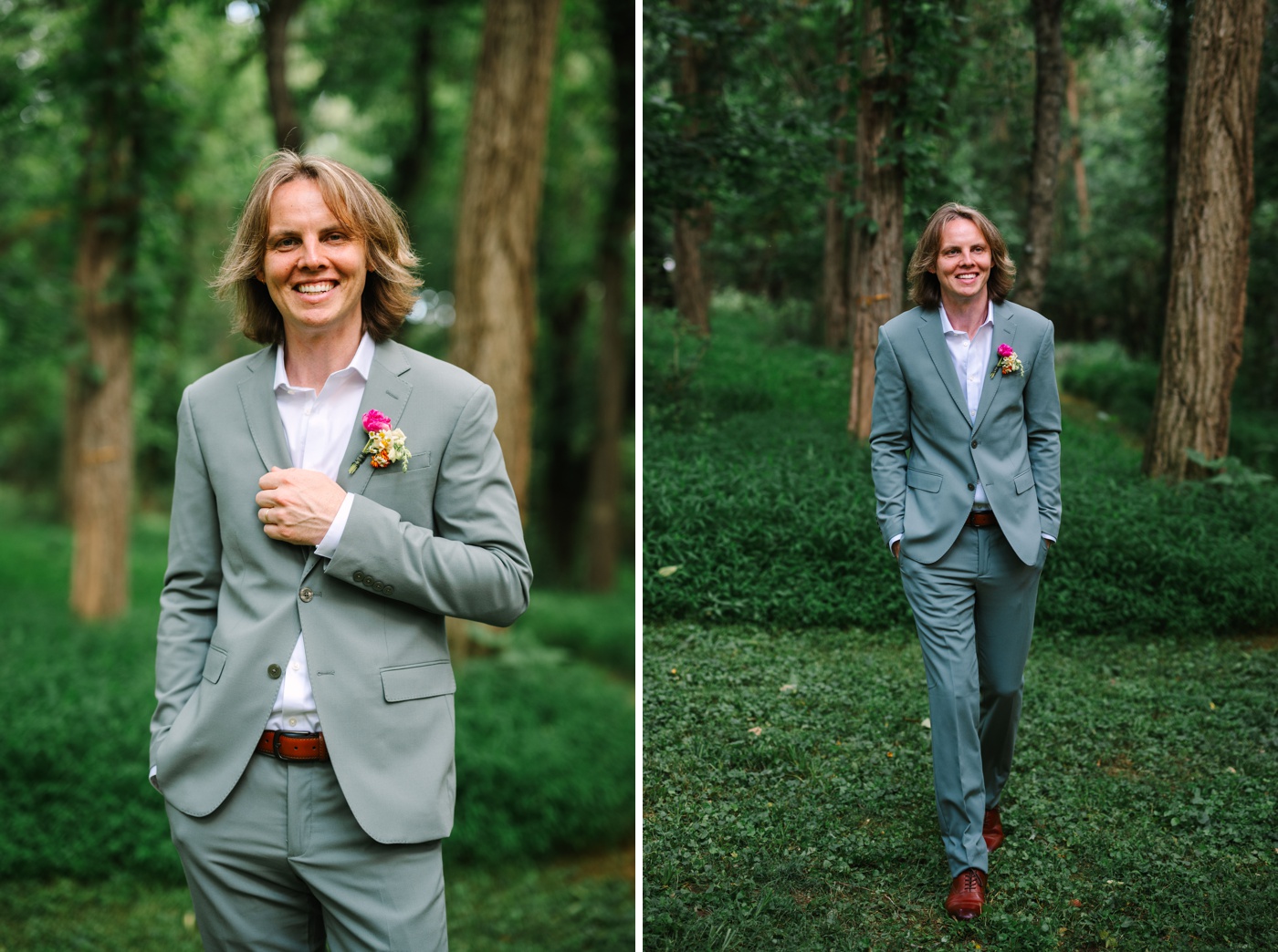 Groom portraits in a Bloomington backyard