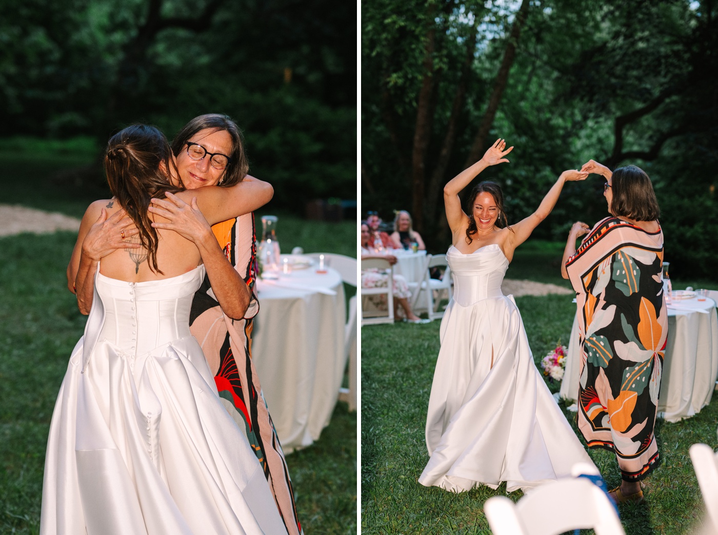 Bride dancing with her mom at her Bloomington backyard wedding