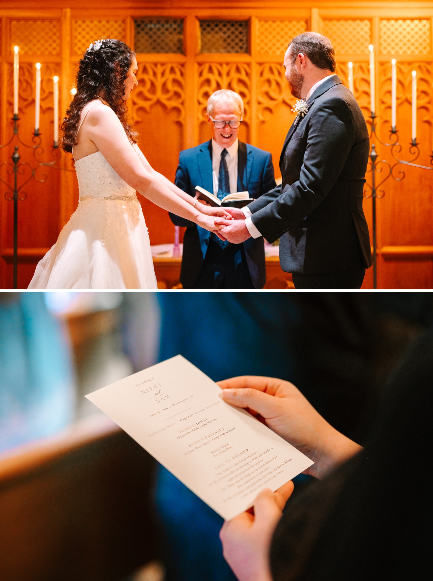 Wedding guest holding a ceremony program
